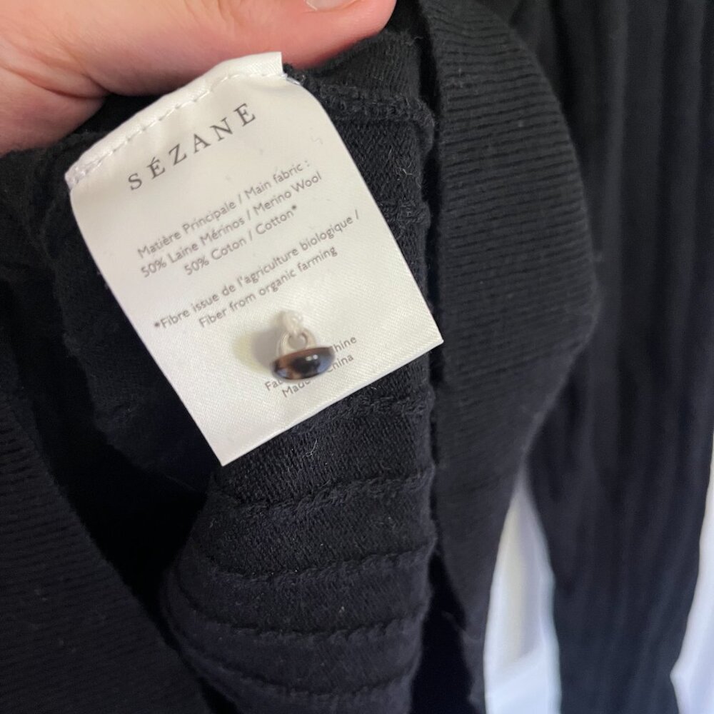 Sezane Black Ribbed Cardigan - Picture 5 of 5